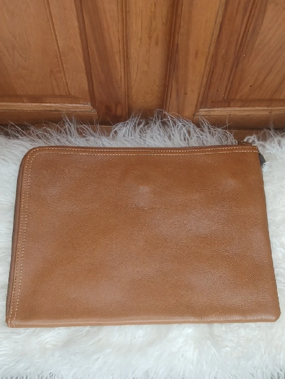 Mulberry Cognac Leather Zip Document Case UNISEX